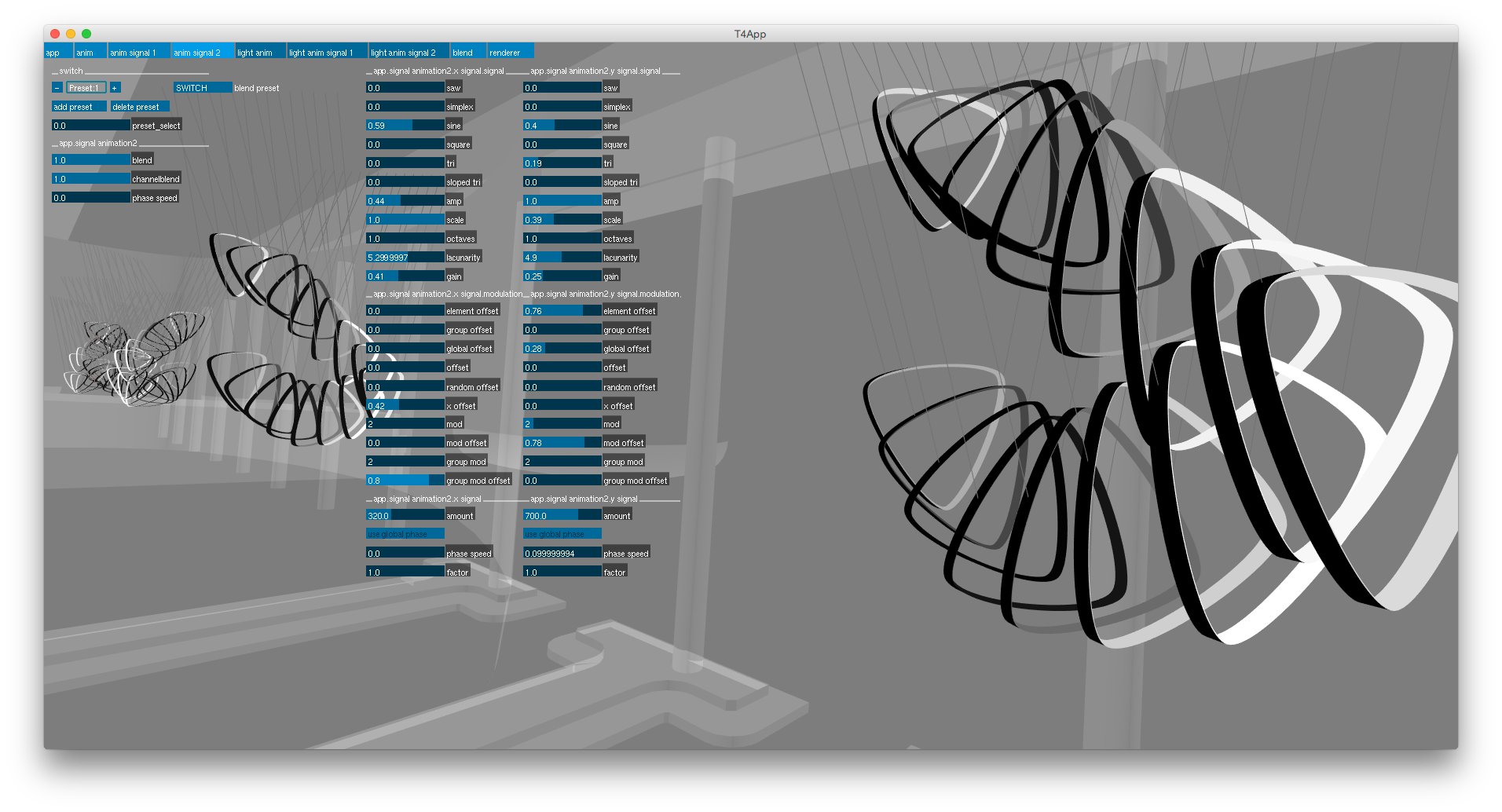 Custom simulation software interface for choreography planning