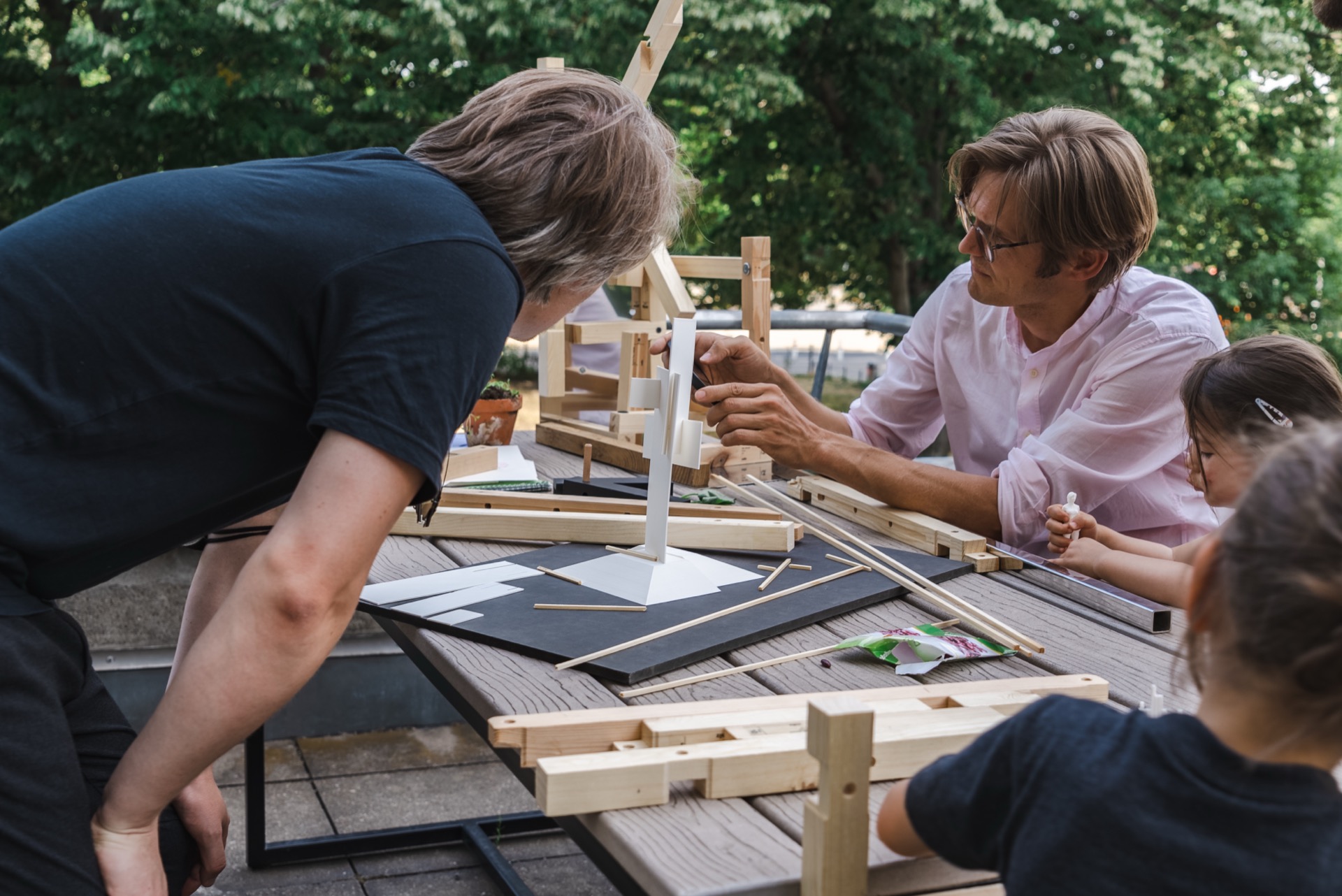 Workshop process showing the fabrication of the sculpture