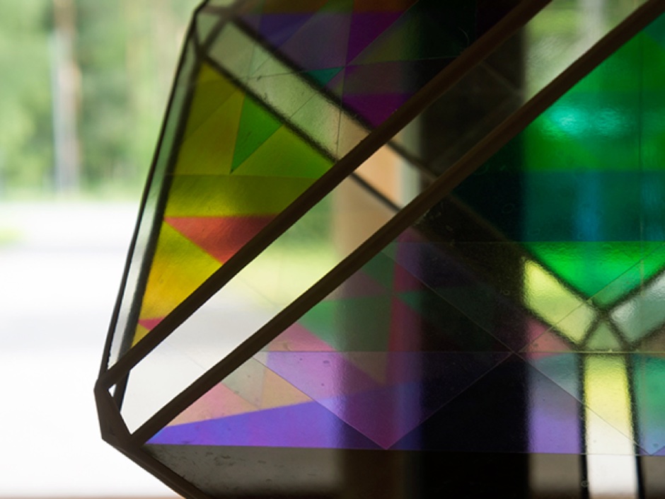 Detail of polarizing filter creating colour patterns