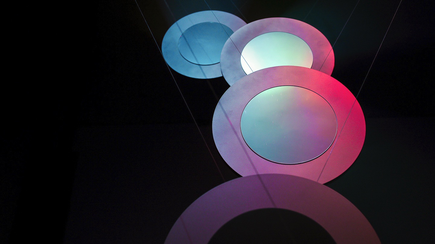 Mechanical disk detail showing light refraction