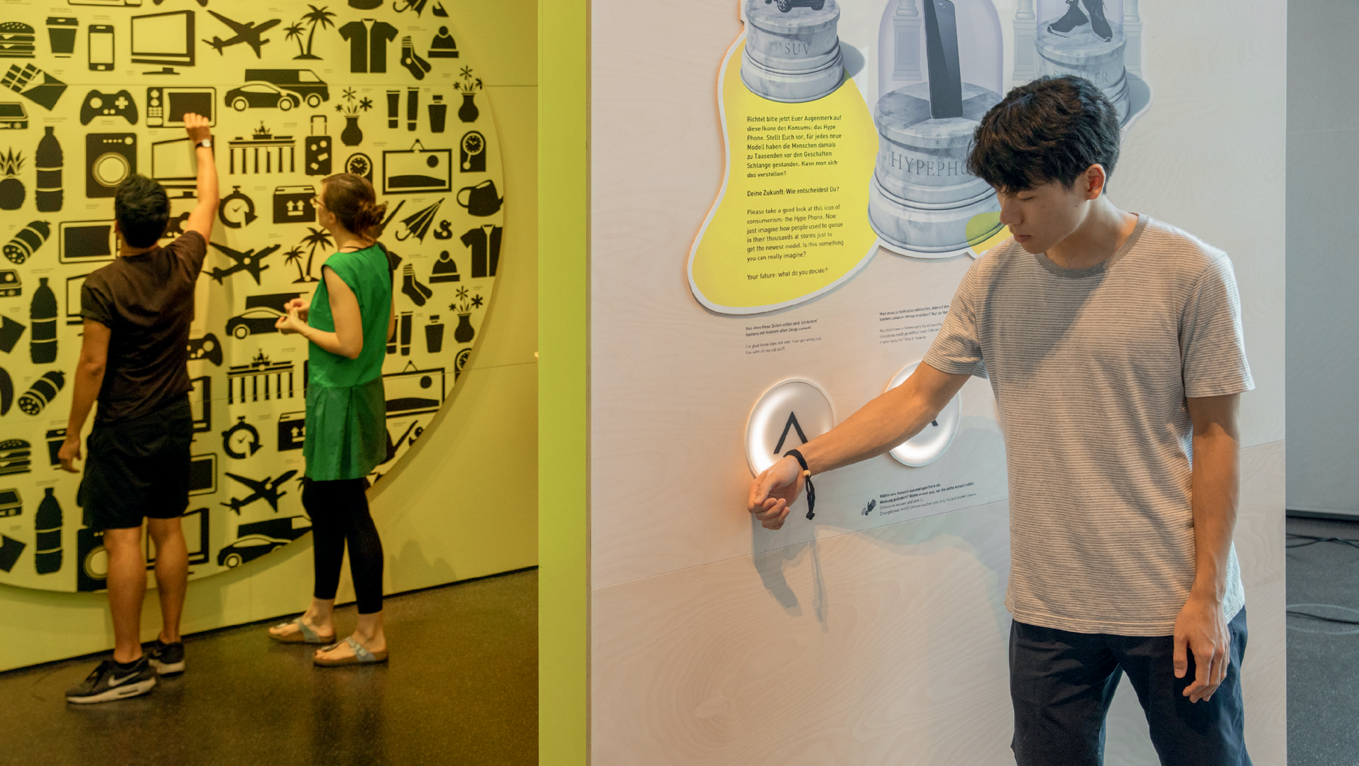 Visitors engaging with the Sufficiency space