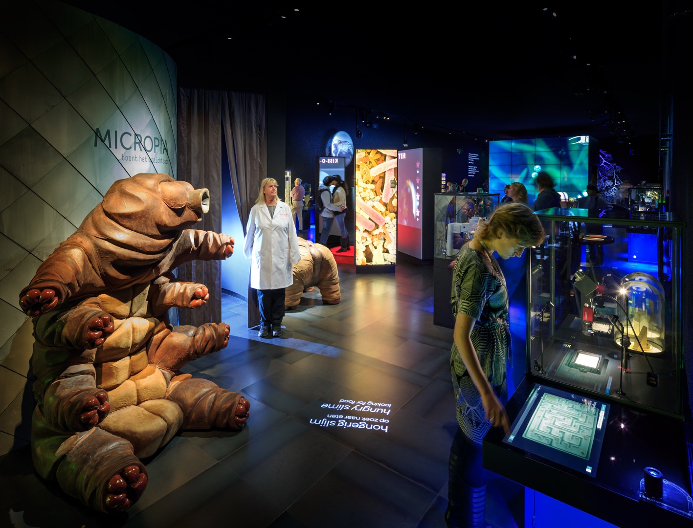 Micropia exhibition overview with tardigrade display
