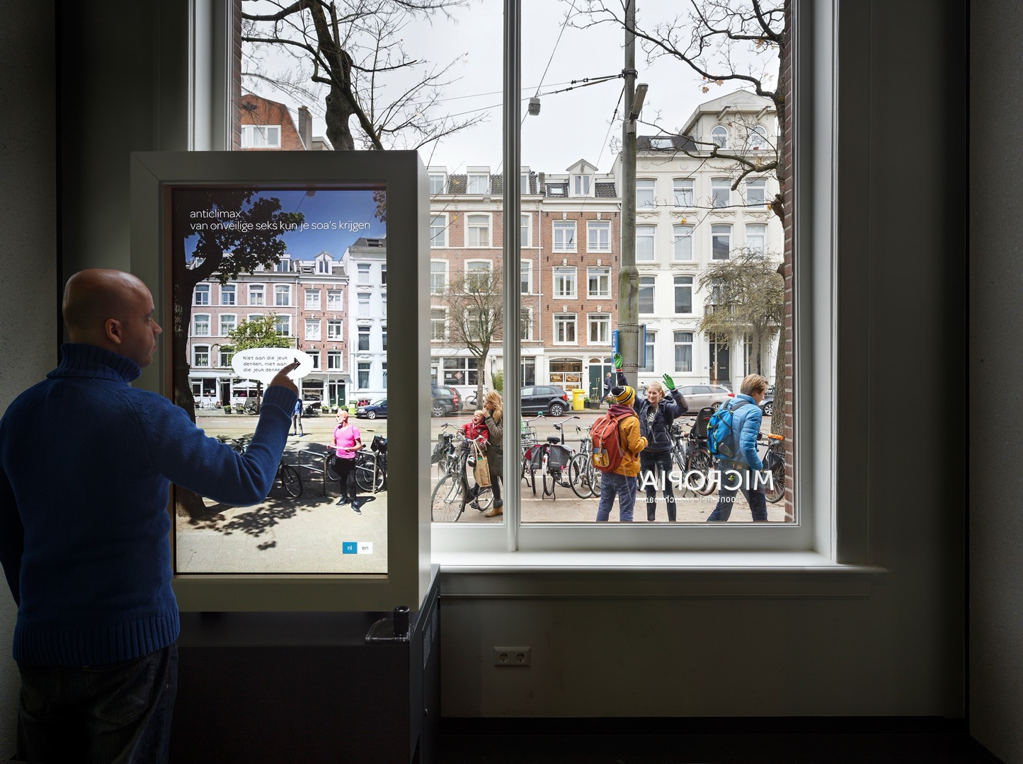 Window touchscreen interactive exhibit