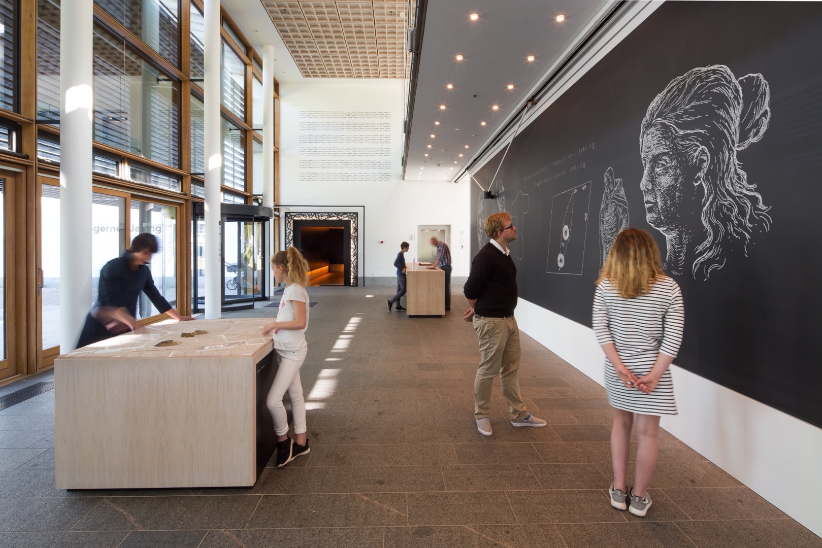 Drawing robot wall at the exhibition entrance
