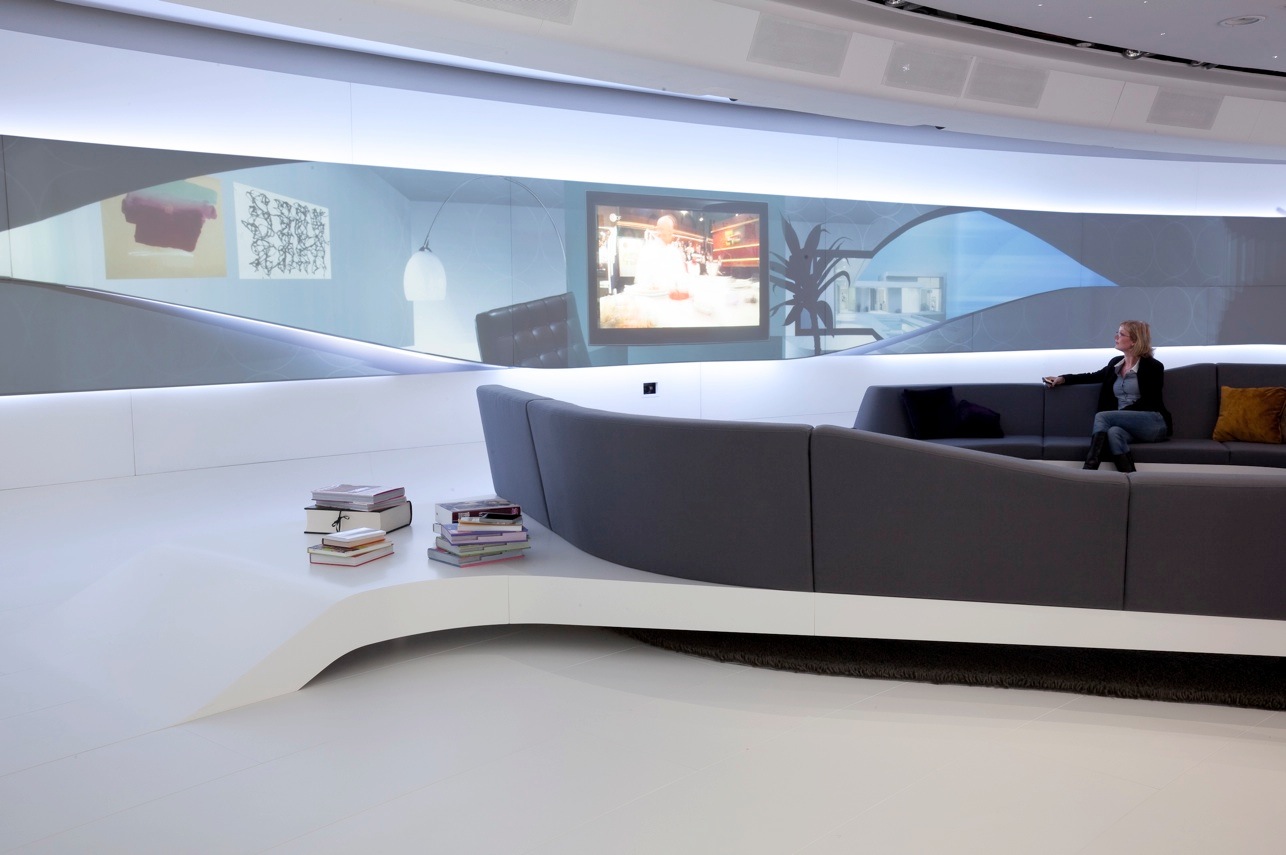 Visitor experiencing the living room environment