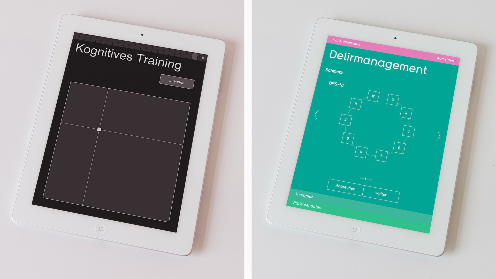 Tablet interface for controlling the TRAUM ICU environment